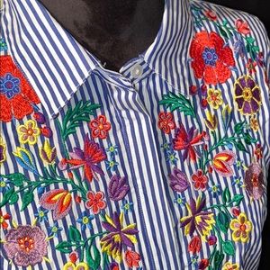 NWT LONG SLEEVED STRIPED BLOUSE LONG IN LENGTH